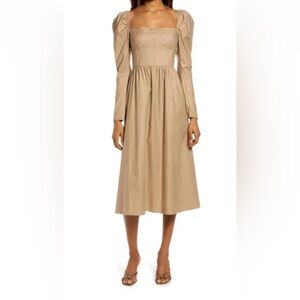 Reformation Long Sleeve Tan Dress